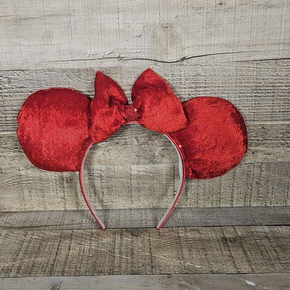 Minnie Mouse Ears Red Velvet Disney Ears Handmade - Picture 3 of 7